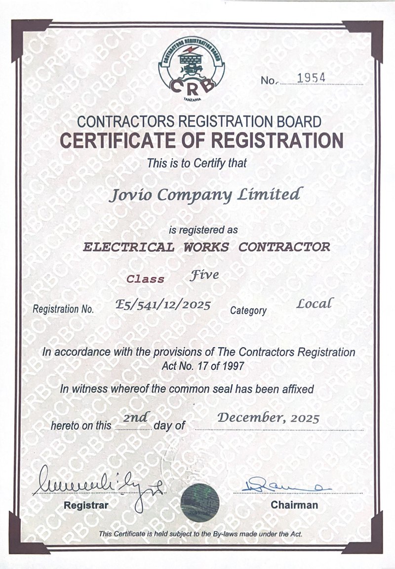 Electrical Works Contractor, Class Five - Contractors Registration Board
