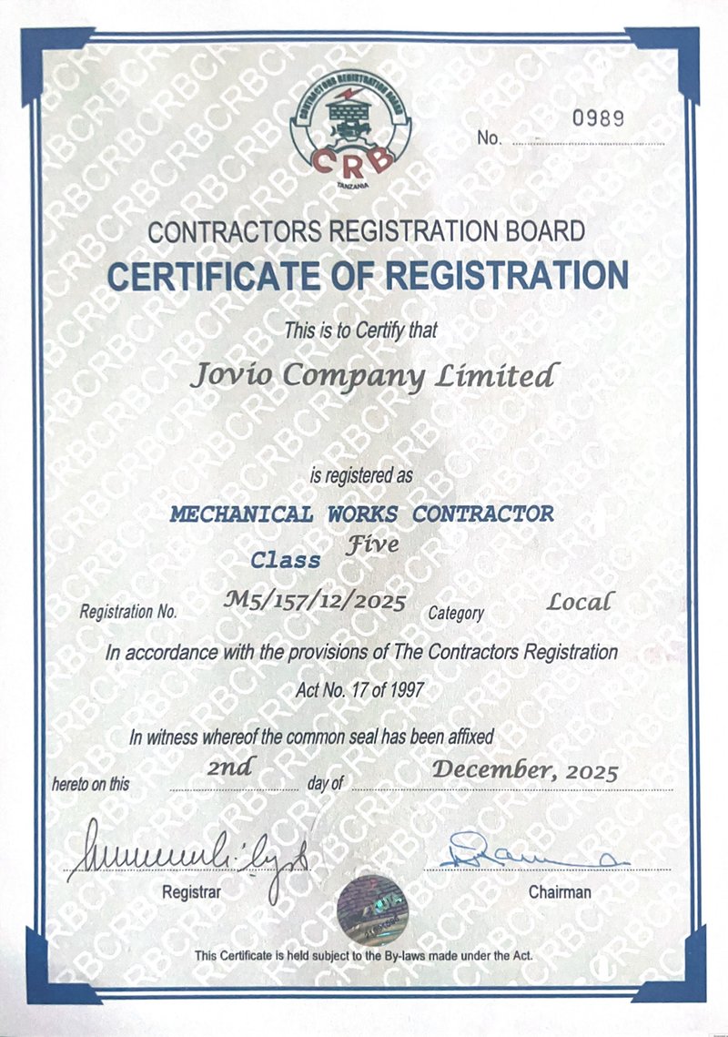 Mechanical Works Contractor, Class Five - Contractors Registration Board